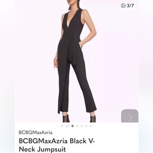 BCBGMaxAzria Black V-Neck Jumpsuit